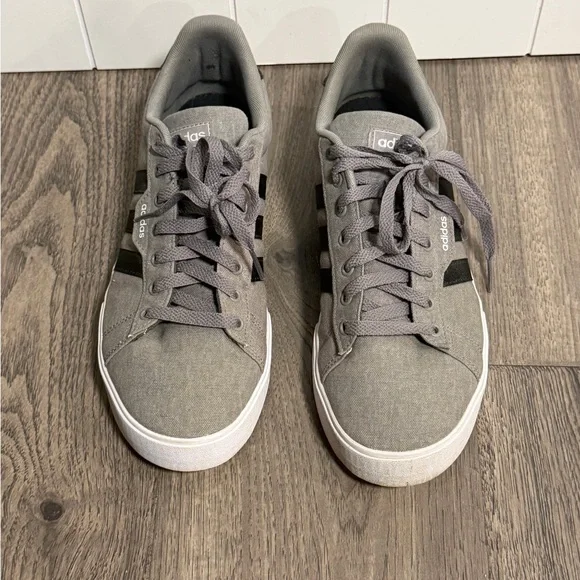 Adidas Classic Gray Sneakers with Black Stripes - Picture 6 of 7